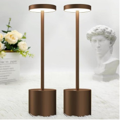 Hapfish Pack of 2 LED Table Lamps, Wireless, 5000 mAh Battery, Dimmable Table Lamp, Aluminium, 3 Colour Temperatures, Touch Table Lamps Rechargeable for Indoor, Outdoor, Bedside, Dining Table, Bar,