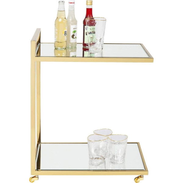 Kare Design Serving Trolley with Castors Colour Gold Tray Mirror Classy