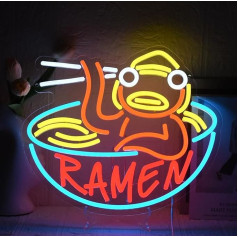YUEYYNS Ramen Neon Sign Noodle Neon Signs Colourful Cartoon Noodle LED Neon Sign, USB Dimmable Neon Light Wall Decoration for Noodle Kitchen Restaurant Pub Home Club Shop Sign Decor