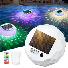Swimming Pool Thermometer with Light Show, Solar Pool Thermometer Digital Night Easy to Read Large LCD Screen Floating Pools Water Thermometers, Swimming Pool Thermometers for Pools