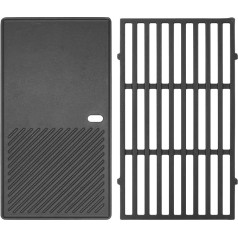 44.5 cm Cast Iron Cooking Grate and Grill Plate Set for Weber Spirit I & II 200 Series (with Front Control Buttons), 7637 Cooking Grate and Frying Pans Replacement Parts for Weber Spirit E-210 E-220 S