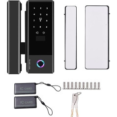 Swokely Smart Lock Glass Door Lock WiFi Remote Release TY-App Fingerprint Password IC Card Door Lock Interchangeable Lock Body Direction for 10-12mm Thick Office/Front Door