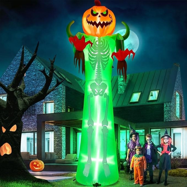 12 Foot Giant Halloween Inflatable Boats, Kalolary Inflatable Pumpkin Head Man Large Halloween Decorations for Indoor Outdoor Holiday Yard Lawn Inflatable Boats Home Family Halloween Party Accessories