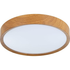 EGLO Musurita LED Ceiling Light, 1-Bulb Ceiling Light, Living Room Lamp, Kitchen Lamp Made of Steel and Plastic, Hallway Lamp Ceiling in Wood Look, White, Diameter 34 cm