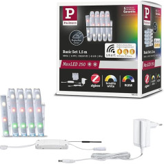 Paulmann 78865 LED Stripe MaxLED 250 Basic Set Smart Home Zigbee 1.5 m IP44 9W 300lm 30LEDs/m RGBW+ 24VA Dimmable Silver Plastic