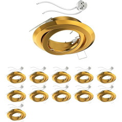 ledscom.de FABI Ceiling Mounting Frame Round Pivoting Gold Shiny with GU5.3 Socket Pack of 12