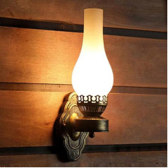 Lfoute Vintage Wall Light Waterproof Wall Lamp Made of Glass Hallway Lamp Transparent Frosted Lampshade Garden Villa Wall Light Living Room Bedroom Interior Lighting Rustic Outdoor Light A