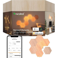 Nanoleaf Elements Wood-Look Light Panels, Hexagons, Starter Kit – 7 Panels.