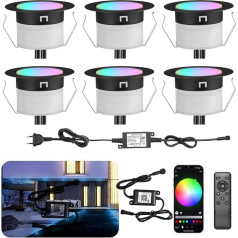 6 Terrace Recessed Floor Lights Outdoor RGB Warm White WiFi Diameter 31 mm LED Recessed Spotlight Outdoor 12 V Mini LED Spot Floor Light LED Patio Lighting IP67 Waterproof Compatible with Alexa Google