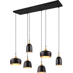 Trio Leuchten Chiraz 310500632 Pendant Light Metal Black Matte / Gold-Coloured Excl. 6x E14