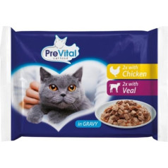 Prevital vistas, teļa gaļas mērce kaķiem 4x100g