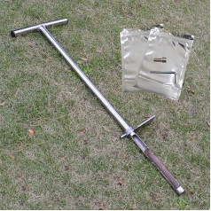 SurmountWay Soil Sample 86cm with Foot Steps, Stainless Steel T Style Handle, Soil Test Kits, Soil Probes for Soil Sampling, Plant Care, Garden, Lawn, Farm