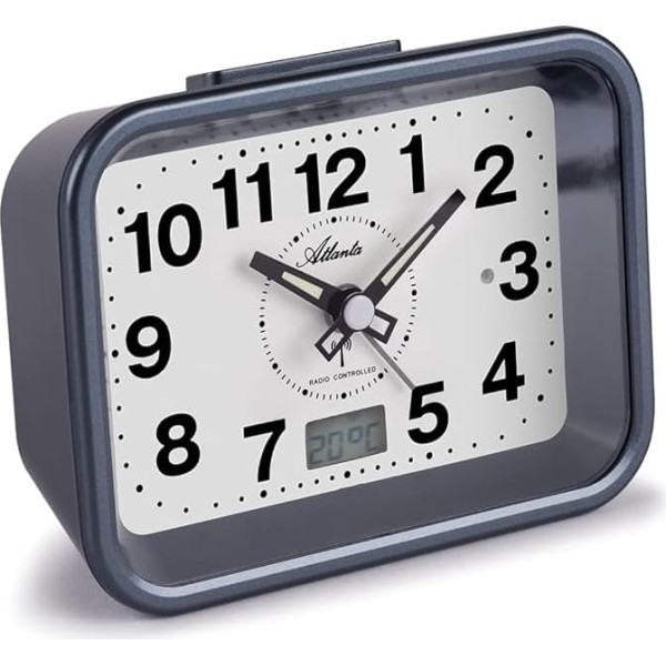 Atlanta Radio Alarm Clock Large Numbers Analogue Digital with Light Snooze Temperature Date Blue - 1866/5, 12 x 9 x 4 cm