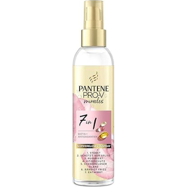Pantene Pro-V 7-in-1 Weightless Oil Spray with Biotin 145 ml; Pro-V Miracles Hair Oil Spray Helps Strengthen Hair Against Styling Damage and Protects Against Split Ends; Tames Frizz and Refreshes