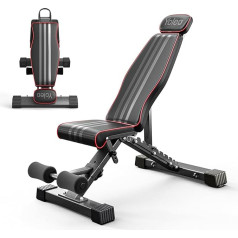 YOLEO 300 kg Folding Weight Bench Multifunctional with Extended Back and Head and Spine Support, Training Fitness Bench, Abdominal Trainer, Incline Bench with 10-Way Adjustable Backrest