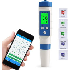 mingchengheng PH Meter - PH TDS EC Salt and Temperature Set, Conductivity Meter with High Accuracy and LCD Display, Water Quality Tester (ATC) for Drinking Water/Swimming/Aquarium/Pools