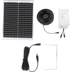 YWBL-WH Solar-Abluftventilator für Dachentlüftung, 25 W, Monokristallines Solarpanel, Bürstenloser 12-V-Gleichstrommotor mit Erweitertem Kanalabschnitt für Lagerhaus auf Dem Dachboden