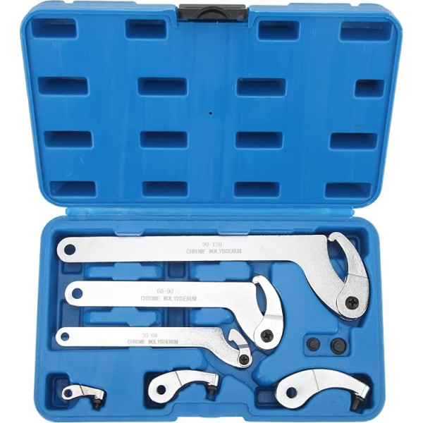 VOBOR 8-PCS Adjustable Hook Pin Wrench 35-120 mm C Hook Round Head Tensioner Set for Motorcycle Dirt Bike