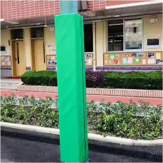 JLXJYS Quadratische Sicherheitsstangenpolster – 3,3/3,9/4,9/5,9 Fuß hoch, 1,6 Zoll/4 cm Dicker Schaumstoff, wetterfest, Klettverschluss, grüne(H-4.9ft/150cm,LxW- 3x3 Inch)