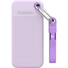 Verbatim Pocket SSD 2TB External SSD USB 3.2 Gen 2 Up to 1000MB/s Read & Write External Hard Drive with 2 Rubber Cases (White & Purple) for PC, Mac & Console Purple