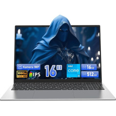 Trygood Laptop 16 Inch (1920 x 1200 IPS Display), 16 GB RAM, 512 GB SSD Notebook, with Illuminated Keyboard & Fingerprint, Intel i3, Office Laptop for Students & Home Office