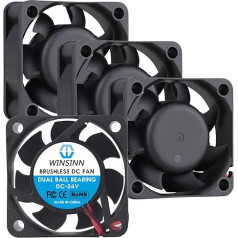 WINSINN 40 mm 24 V Fan - Dual Ball Bearing, 10000 RPM, Brushless 4015 Fan Ideal for Industrial Equipment & Servers, 30 cm Cable with XH2.54-2PIN, 40 x 15 mm (Pack of 4)