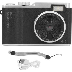 Digital Camera, Auto Focus 48 MP 1080P Compact Camera, 16x Digital Zoom, Anti-Shake, Portable Selfie Video Camera for Adults, Beginners, Travel, 2.4 Inch Screen (Black)