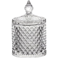 Bathroom Container, Clear Glass, Cotton Ball and Swab Holder Organizer Vanity Container with Lid, Qtip Holder Storage Set, Apothecary Jars, Makeup Organizer for Pads, Bath Salts, 237