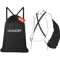 CANBOX Laundry Bag with Shoulder Strap and Drawstring, 80 L Large Laundry Bag, Travel Waterproof Dirty Laundry Bag, Storage Bag for Machine Washing, Laundry Bag, Large, Laundry Bag, Holiday Camping