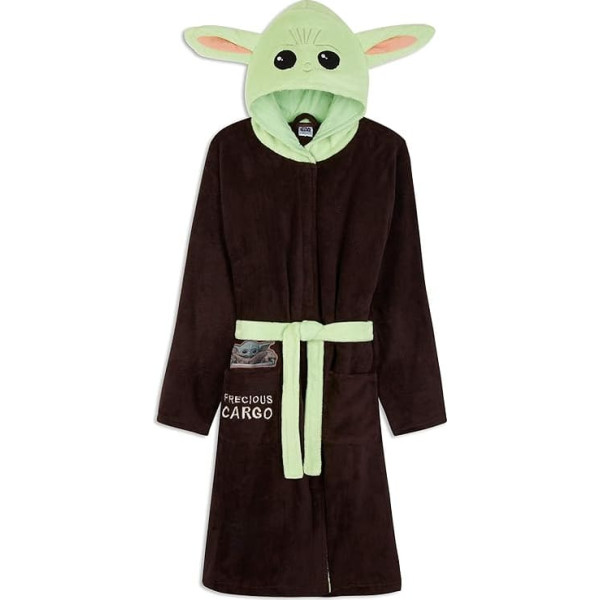 Disney Mandalorian Baby Yoda Bathrobe with Hood, Cuddly Dressing Gown for Men, Star Wars Mandalorian - The Child Gifts for Men and Teenagers