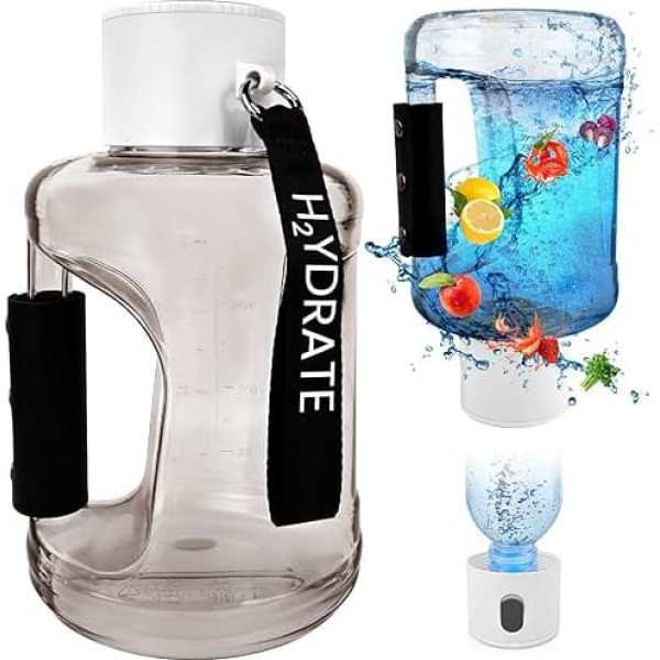 Hightall Hydrogen Water Bottle 1500 ml, Hydrogen Water Generator with 2500 ppb, Portable 5-Minute Water Ionising Machine, Rechargeable Ion Hydrogen Water Bottle as a Gift, for Sports, Travel