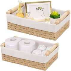 Set of 2 Baskets Braided Bathroom Baskets Storage Basket Bathroom Braided Storage Baskets, Stackable Multi-Purpose Organiser Containers for Bathroom, Bedroom (Beige)