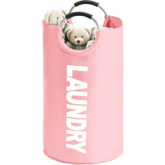 YOUDENOVA Foldable Laundry Basket, 115L Large Laundry Hamper, Laundry Bag with Padded Handle, Waterproof Oxford Fabric Laundry Baskets, Portable Laundry Bin for Laundry Room, Bedroom, Pink