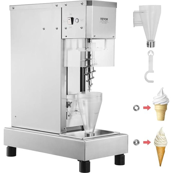 VEVOR Ice Cream Blender, 750W High Speed Ice Cream Machine, Blender, Mixer, 1740RPM, 304 Stainless Steel Ice Cream Shaker, Long Handle + PC Protective Shield, Customizable with Any