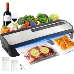 Vacuum Sealer for Food, Dry/Moist, Vacuum Sealer Built-in Cutter, Vacuum Sealer with Hose and 20 Vacuum Bags, Digital Countdown