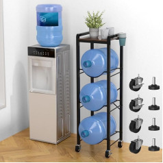 NEYCIL 5-Gallonen-Wasserkrughalter, Robuster Wasserkrugständer mit Feststellbaren Rädern, 3-stufiges Wasserkrugregal mit Holztischplatte für Zuhause, Büro, Küche, Restaurant