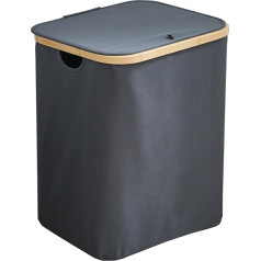 SVITA SADE Laundry Basket, Laundry Basket, Laundry Basket, Foldable with Lid, Modern, Wood, Bamboo, Bathroom, Bedroom, Children's Room, Laundry Room
