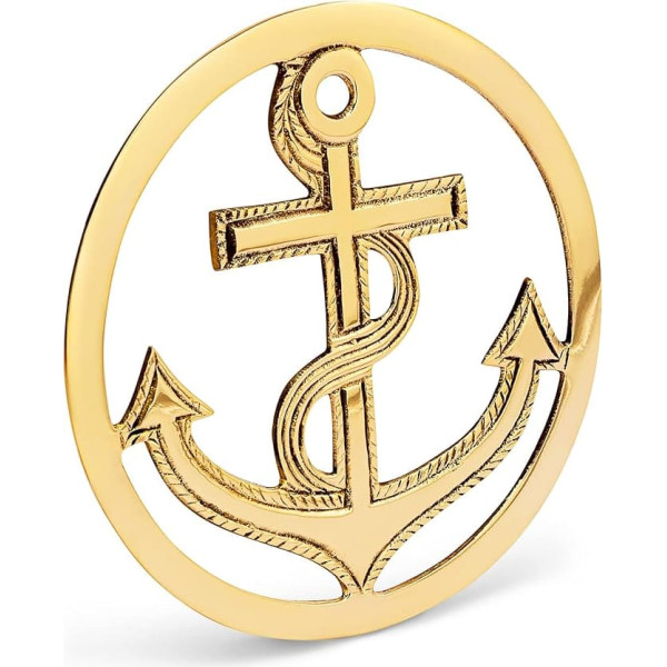 NKlaus 11773 Pot Saucer Anchor Motif Brass Gold Table Coaster Heat Protection 19 cm