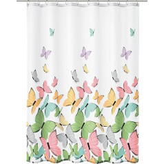 Kleine Wolke Butterflies, Shower Curtain, 180x200 cm, Multicolor, Polyester, Multicolour, 200 x 180 x 2 cm