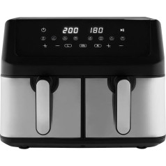 ProfiCook® Hot Air Fryer 2 Chambers | Airfryer | 9 Litres | Hot Air Fryer with Simultaneous Ready System | Frying Without Fat | Hot Air Fryer | Container with Non-Stick | PC FR 1296 H