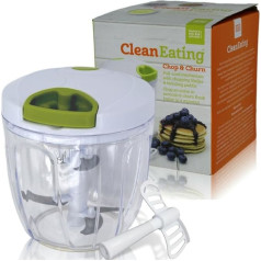 Hand Chopper Manual Food-Processor - Pull String to Slice Vegetables, Onions, Garlic, Meat, Nuts in Seconds - Curved Stainless Steel Removable Blades, Non-Slip Base, BPA-Free, Dishwasher-safe. (1000ml)