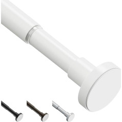 WELDUN Shower Curtain Rail No Drilling Telescopic Rod 48-82 cm Curtain Rail for Wardrobe, Window, Bathroom, White