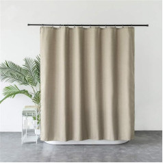 X-Labor Premium Linen Shower Curtain 240 x 200 cm Waterproof Fabric Anti-Mould Includes 12 Shower Curtain Rings Washable Bath Curtain 240 x 200 cm Light Coffee