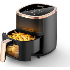 KAITOL Hot Air Fryer 6L Airfryer, 8-in-1 Programmes, Rapid Air Hot Air Technology, Touch Screen, Viewing Window, Max 200°C, 1200W, Dishwasher Safe, Fryer without Oil, 55% Energy Saving