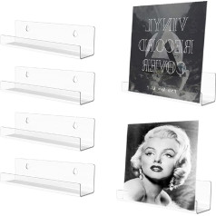 SubTack 6er-Pack Acryl-Vinyl-Schallplattenregale – Klare Wand-Alben-Schallplattenhalter, schwimmendes Vinyl-Ausstellungsregal mit Zubehör für Wohnzimmer, Schlafzimmer, Büro