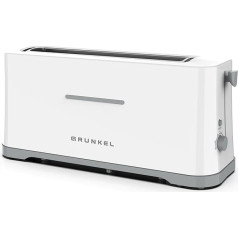 Grunkel - Extra wide toaster with 6 browning levels and removable crumb tray. Warm, defrost, break and break off - Stainless steel (one slot white)