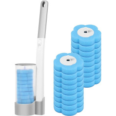 Blaue WC-Bürsten-Ersatzkopf mit grauem Griff, Einweg-WC-Bürsten-Nachfüllpackungen, parfümiert, 360° Tiefenreinigung, WC-Schwammreiniger, Nachfüllset, 3-lagige Bürsten, Nachfüllpads