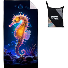 Violetpos Seahorse Beach Towel 90 x 180 cm Quick Drying Bath Towel Sand-Free Towel Beach Towel Beach Towels Large Bath Towel Portable Towels Lightweight and Thin Ocean Sea