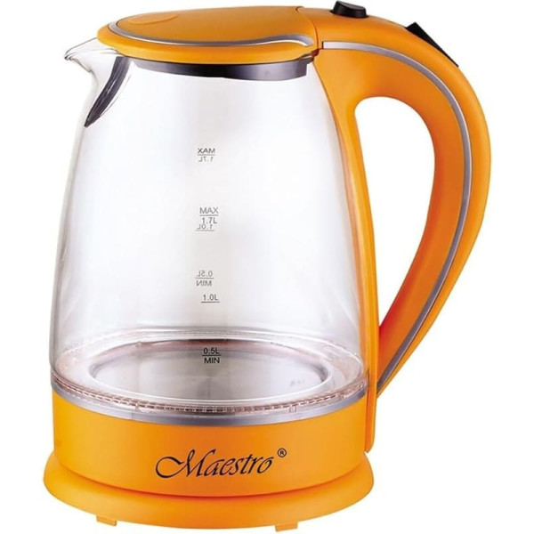 Feel Maestro electric kettle MR-064 Orange Transparent Glass 2000 W 1.7 L