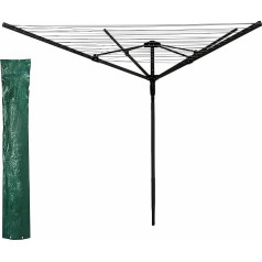 Byinone Wäschespinne | 50 m drehbarer robuster Wäscheständer für den Außenbereich | Garten 4 Arme drehbare Wäscheleine | Wäscheleine mit Erdspieß (dunkelgrau)